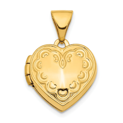 14K Heart Border 13mm Heart Locket