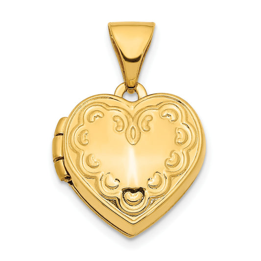 14K Heart Border 13mm Heart Locket