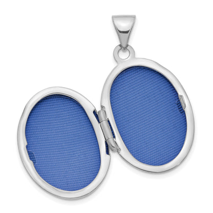 14k White Gold Polished Plain 21mm Oval Locket