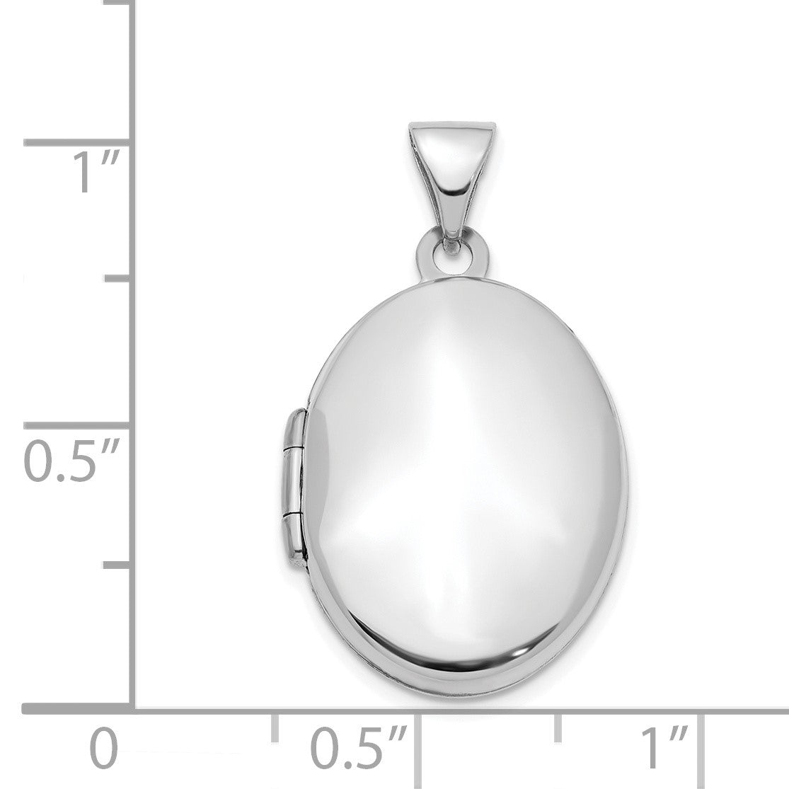 14k White Gold Polished Plain 21mm Oval Locket