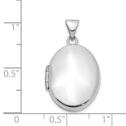 14k White Gold Polished Plain 21mm Oval Locket