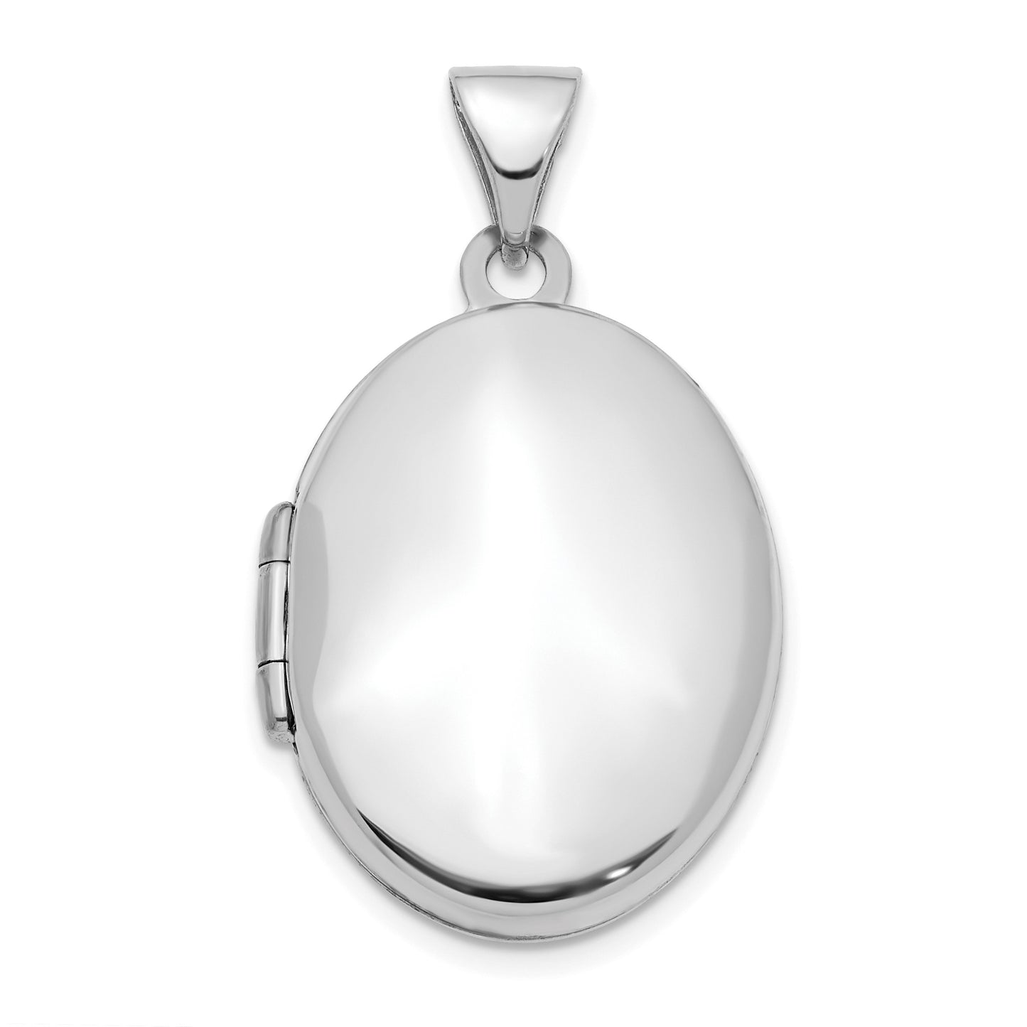 14k White Gold Polished Plain 21mm Oval Locket