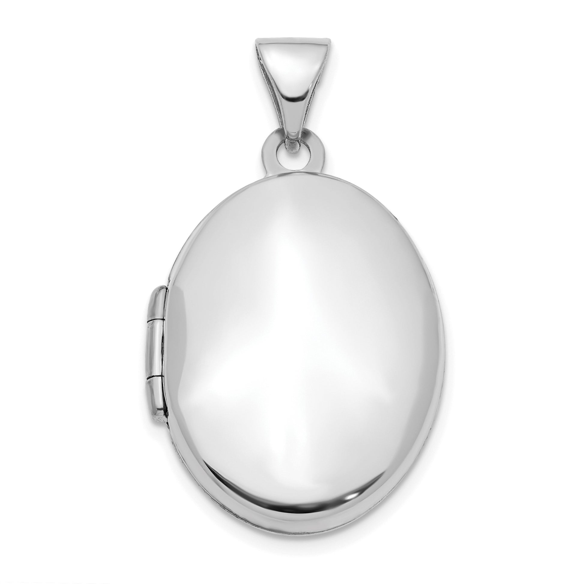 14k White Gold Polished Plain 21mm Oval Locket