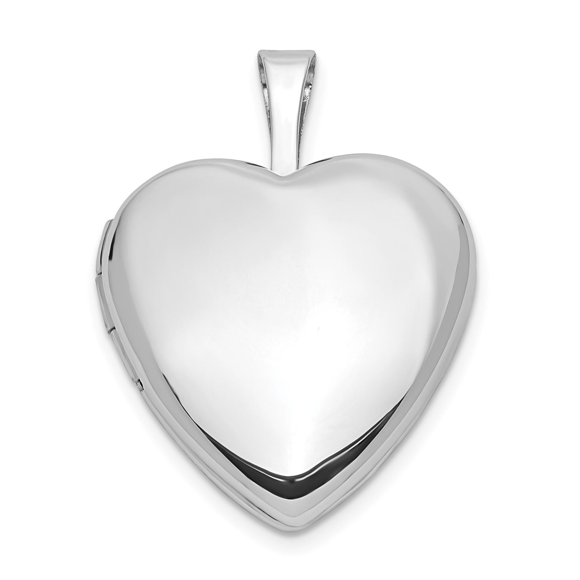 14k White Gold 16mm Heart Locket