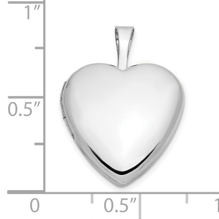14k White Gold 16mm Heart Locket
