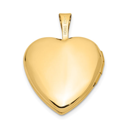 14k Polished and Satin I LOVE YOU Script 16mm Heart Locket