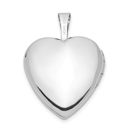 14k White Gold Polished and Satin I LOVE YOU Script 16mm Heart Locket
