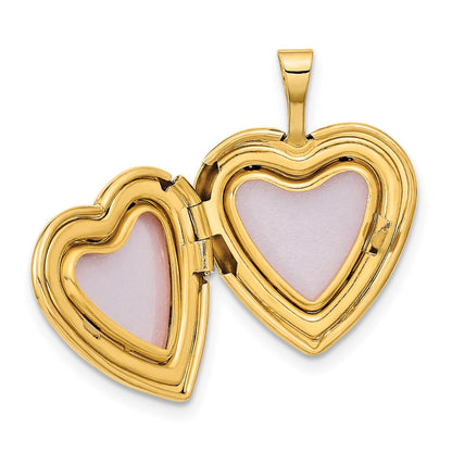 14k Leaf and Scroll 16mm Heart Locket