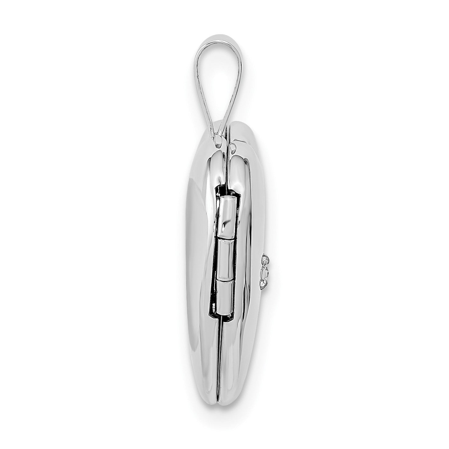 14k White Gold .01 carat Diamond Star 16mm Heart Locket