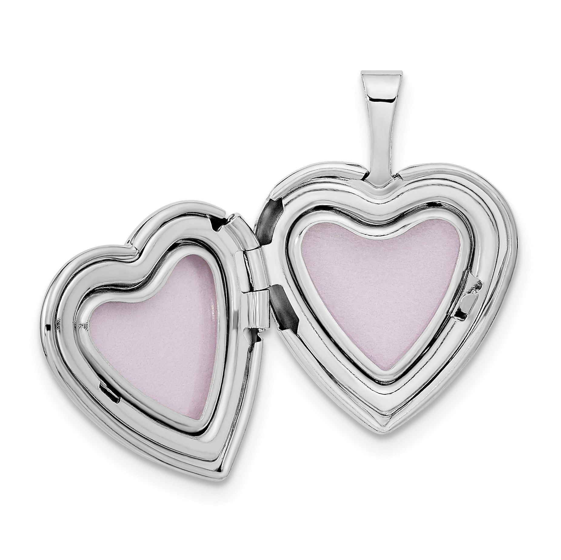14k White Gold .01 carat Diamond Star 16mm Heart Locket