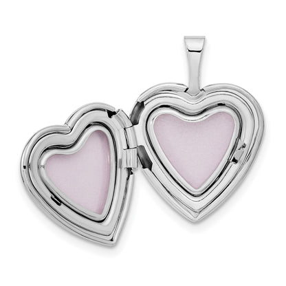 14k White Gold .01 carat Diamond Star 16mm Heart Locket