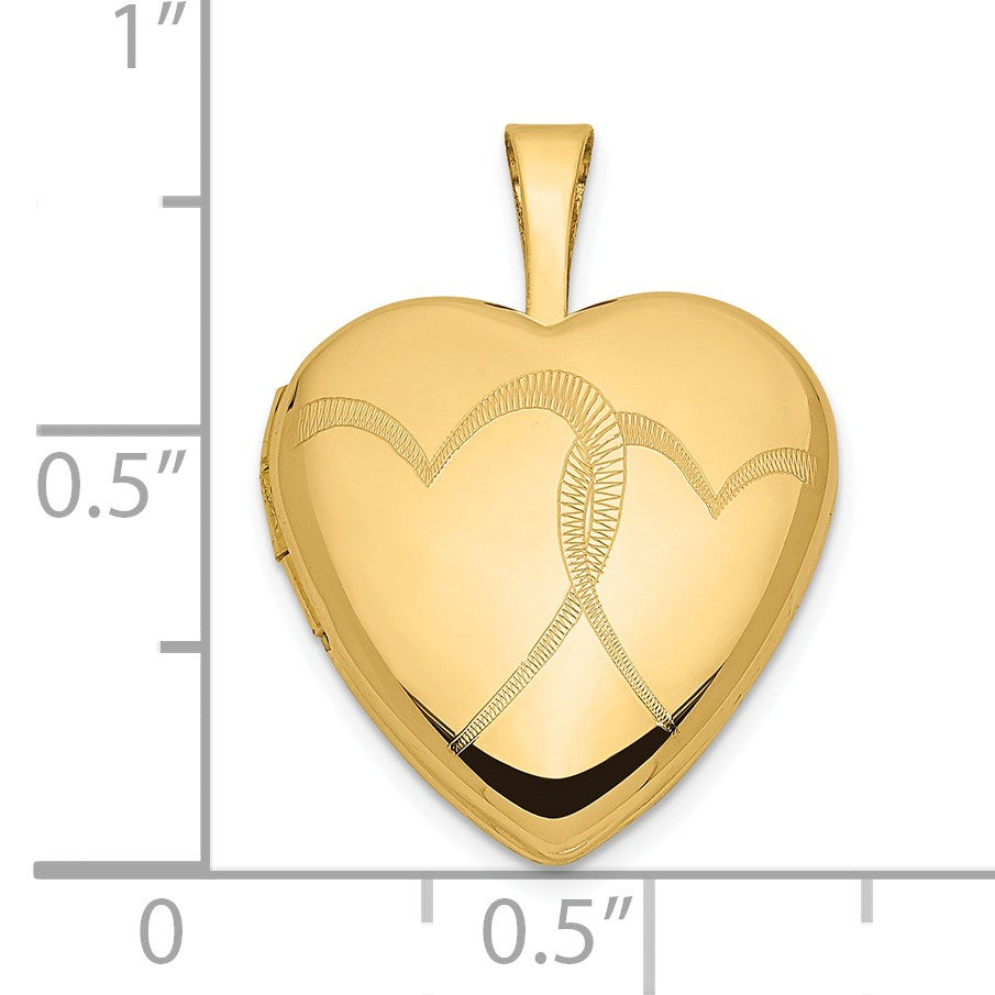14k Two Interlocked Hearts 16mm Heart Locket
