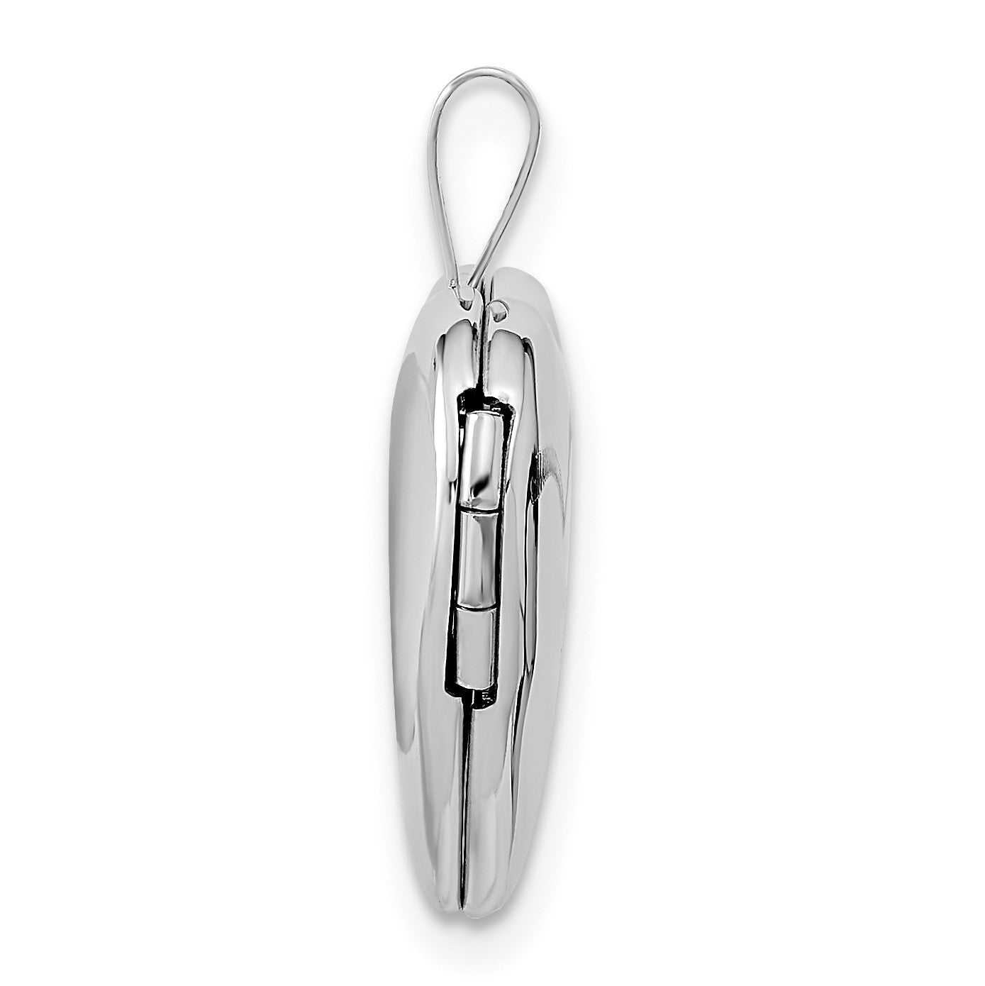 14k White Gold Two Interlocked Hearts 16mm Heart Locket