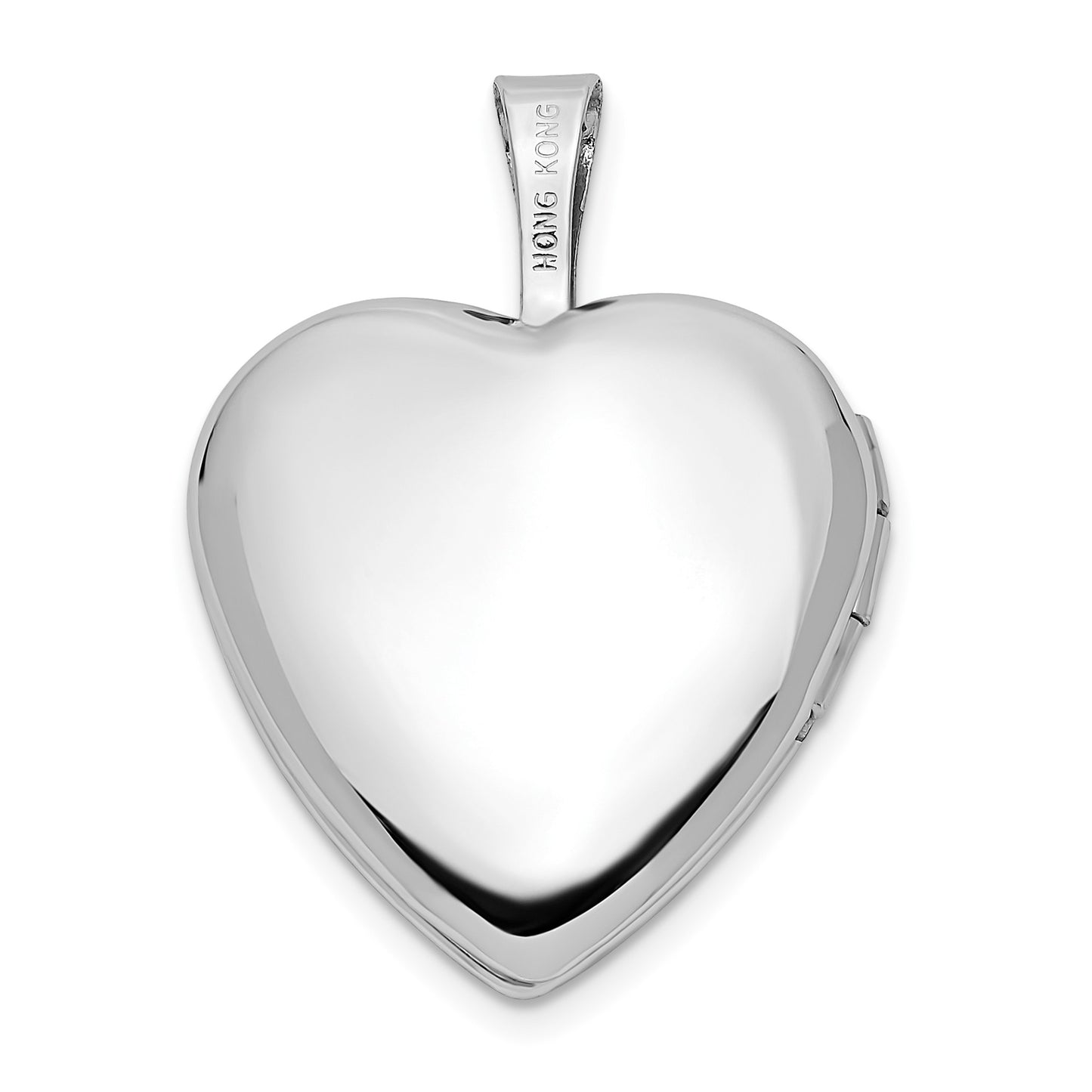 14k White Gold Two Interlocked Hearts 16mm Heart Locket