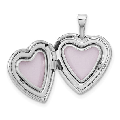 14k White Gold Two Interlocked Hearts 16mm Heart Locket