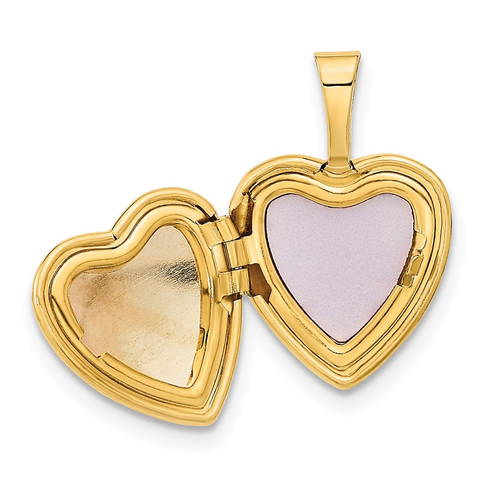 14k 12mm Satin with Enamel Rose Heart Locket