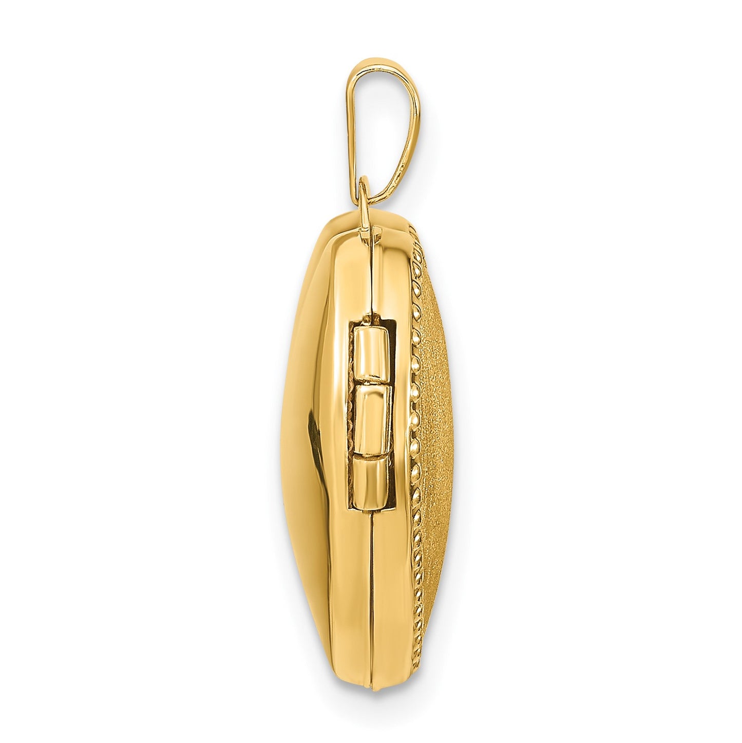 14k Brushed with Beaded Edge 18mm Heart Locket