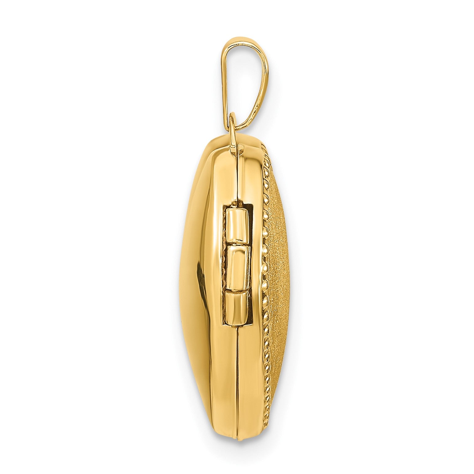 14k Brushed with Beaded Edge 18mm Heart Locket