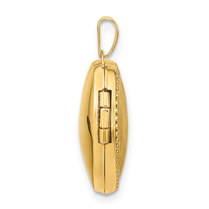 14k Brushed with Beaded Edge 18mm Heart Locket