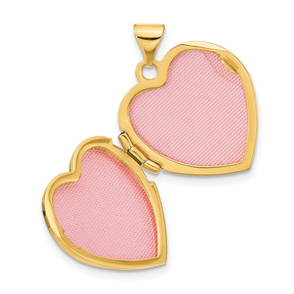 14k Brushed with Beaded Edge 18mm Heart Locket