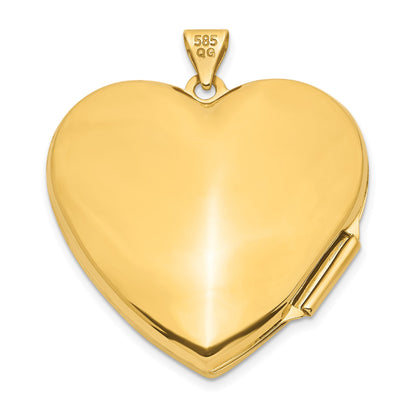 14k with White Rhodium Wave Diamond 27mm Heart Locket