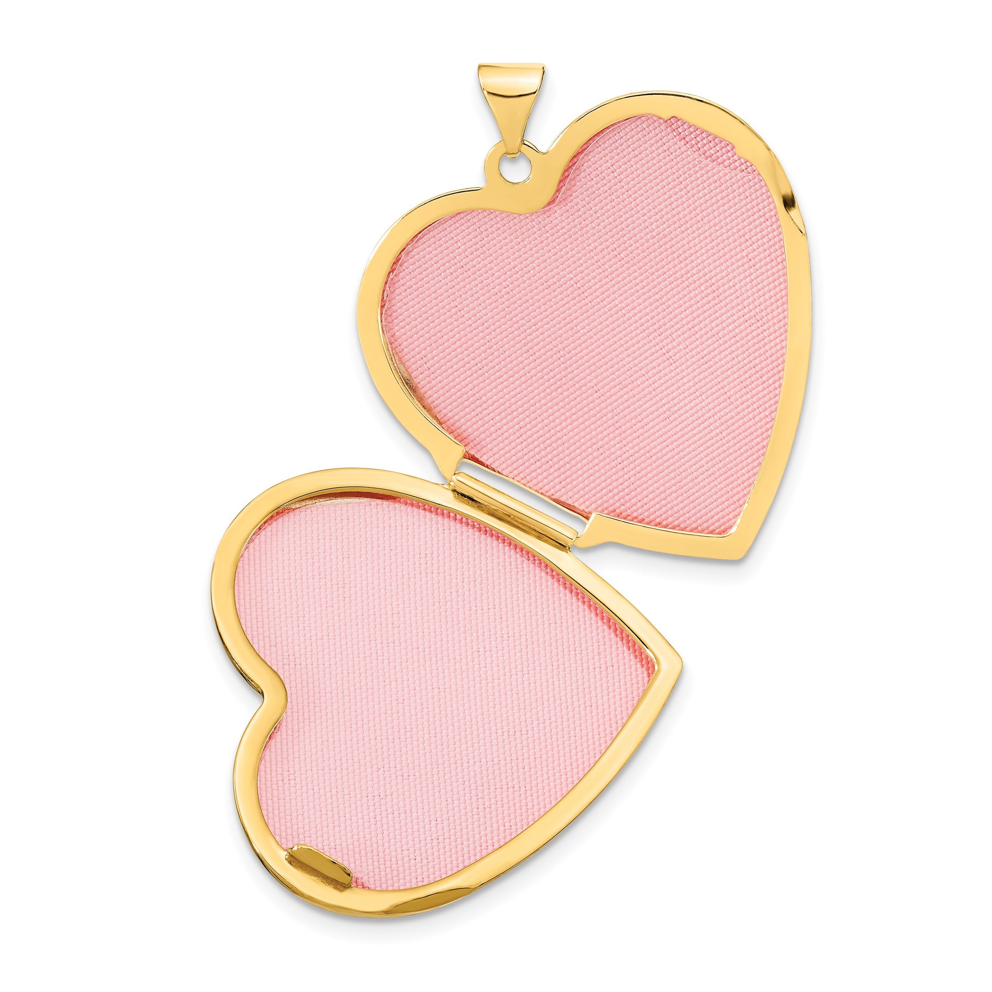 14k with White Rhodium Wave Diamond 27mm Heart Locket