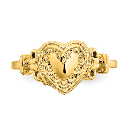 14k (8x8mm Photos) 10mm Heart Locket Size 7 Ring