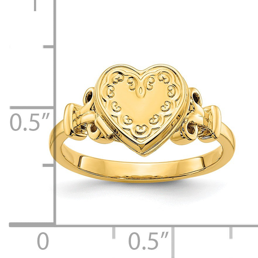 14k (8x8mm Photos) 10mm Heart Locket Size 7 Ring
