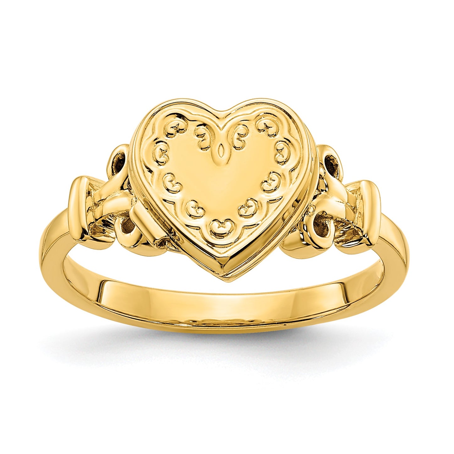 14k (8x8mm Photos) 10mm Heart Locket Size 7 Ring