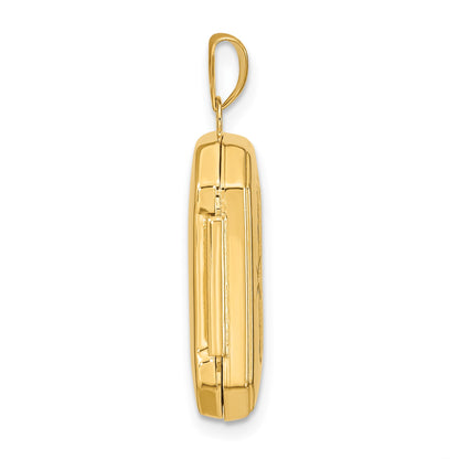14k Polished and Brushed Diamond-cut 20x15mm Rectangular Locket