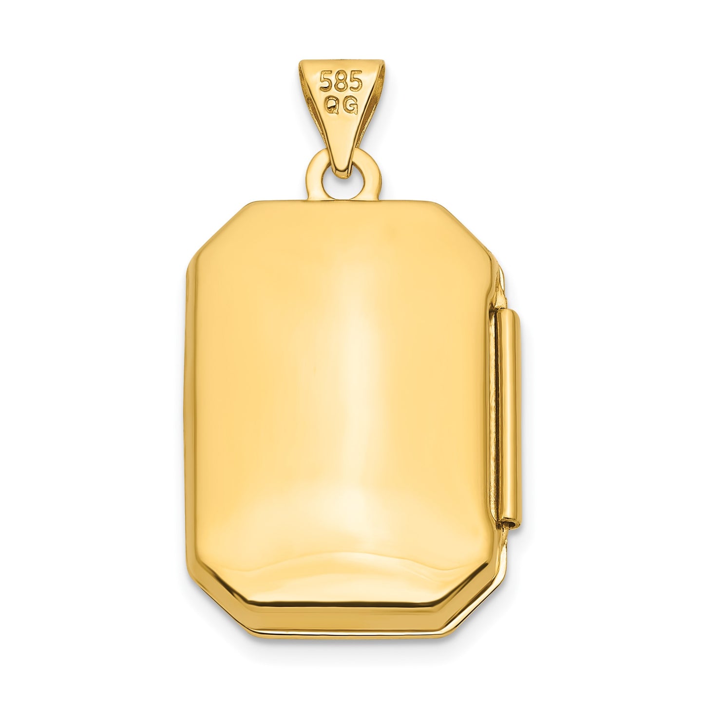 14k Polished and Brushed Diamond-cut 20x15mm Rectangular Locket