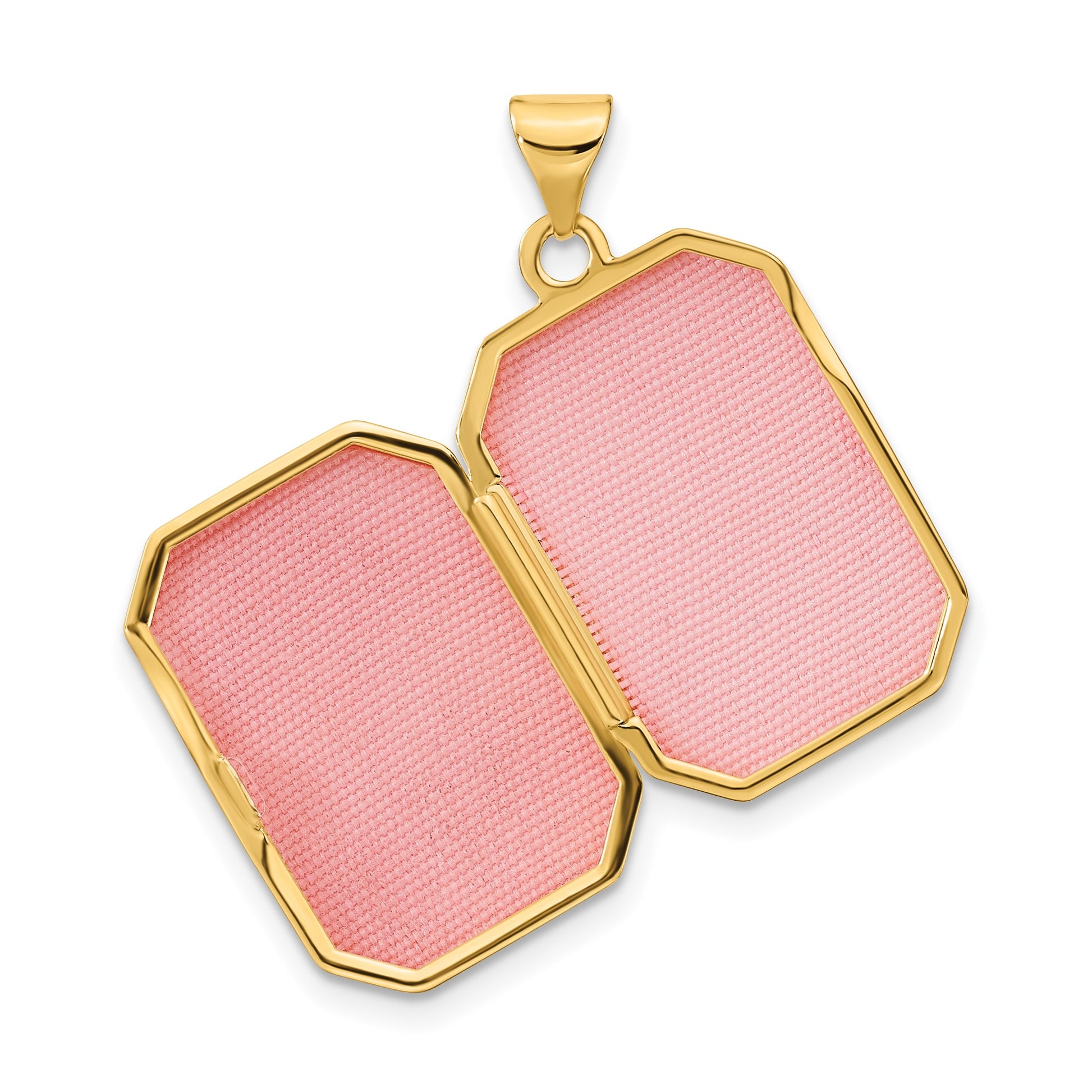 14k Polished and Brushed Diamond-cut 20x15mm Rectangular Locket