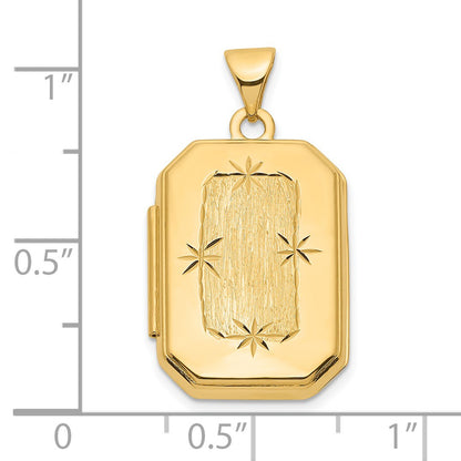 14k Polished and Brushed Diamond-cut 20x15mm Rectangular Locket