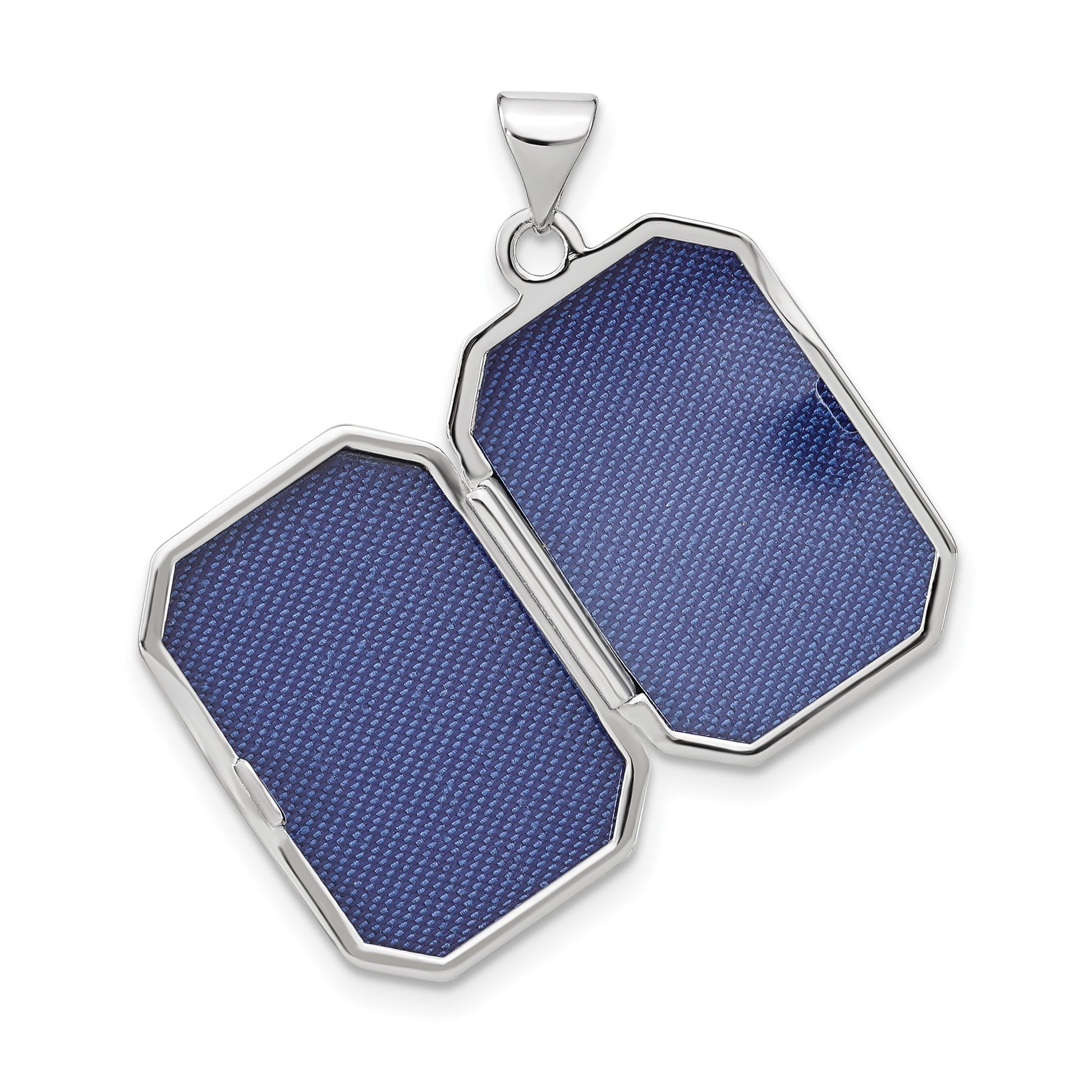 14k White Gold Polished and Brushed Diamond-cut 20x15mm Rectangular Locket