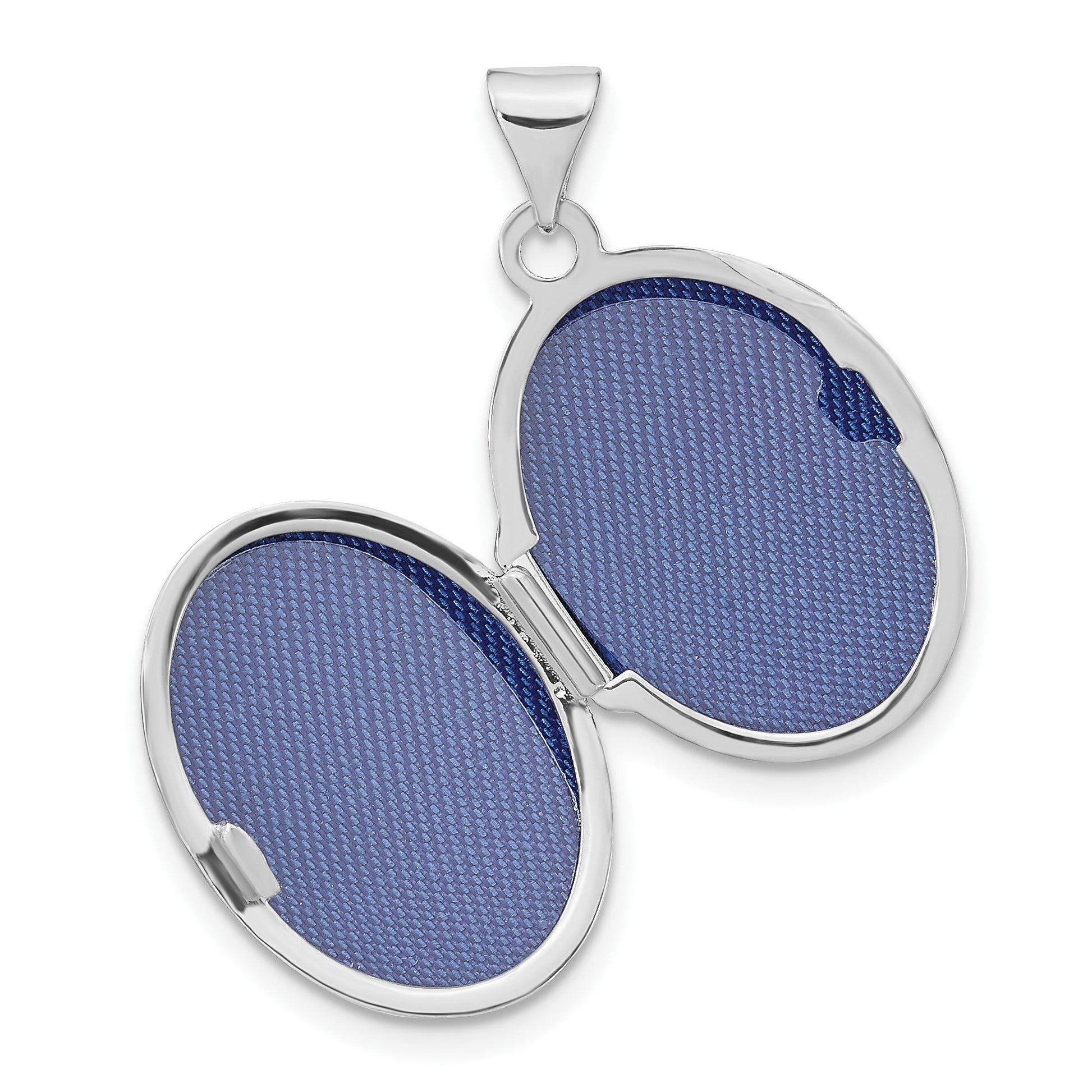 14k White Gold Pink Enamel Leaves 19mm Oval Locket
