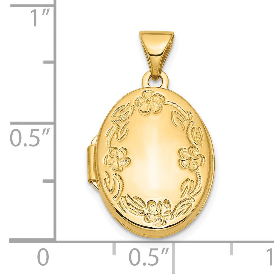 14k Floral Border 17mm Oval Locket