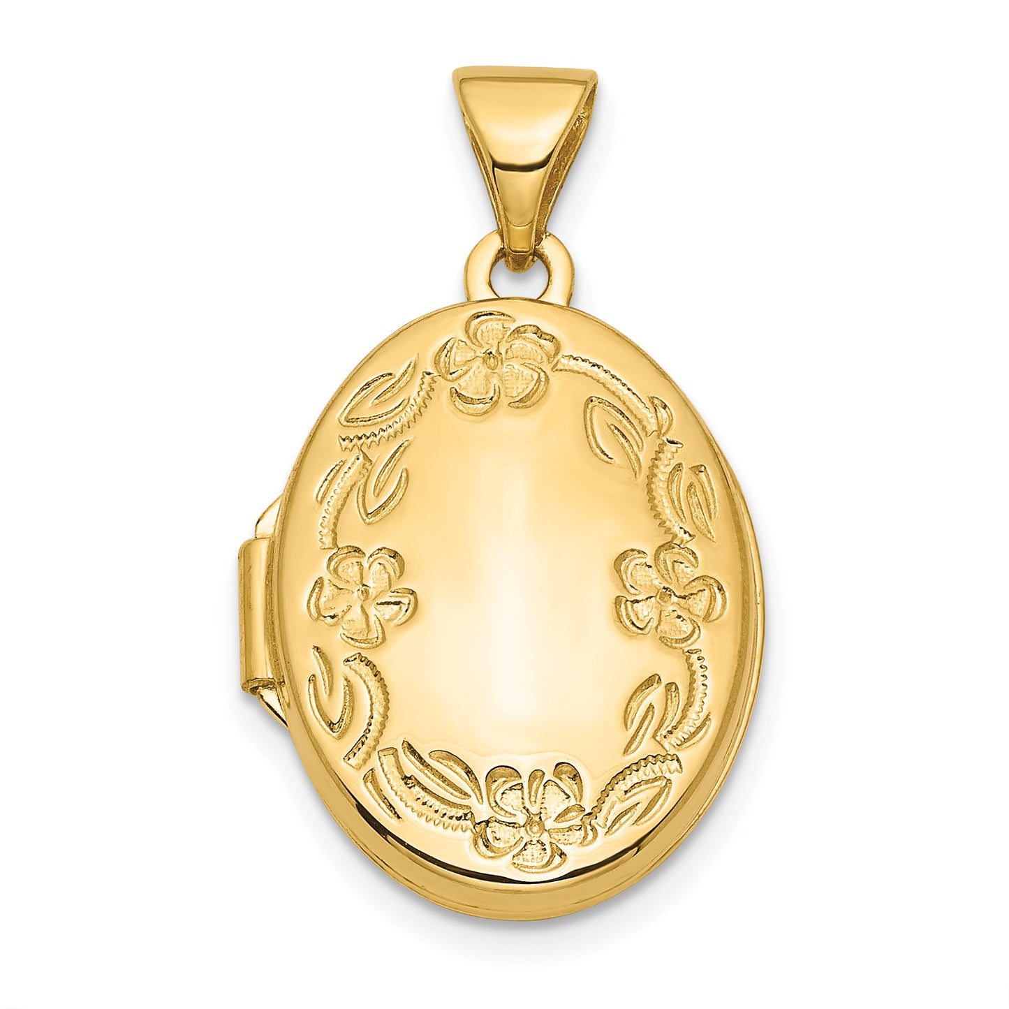 14k Floral Border 17mm Oval Locket
