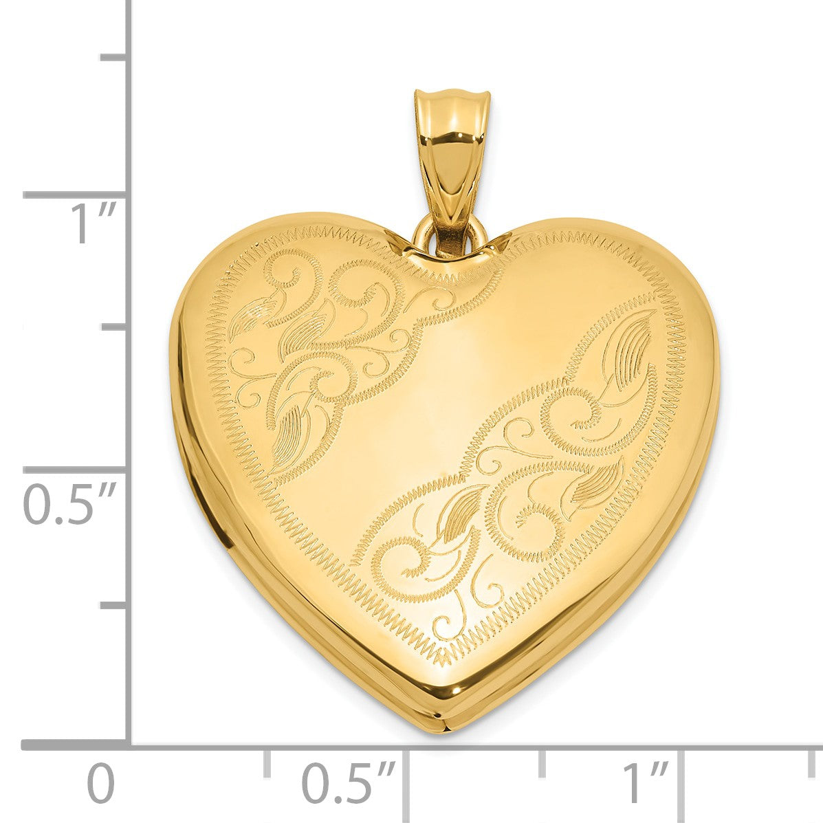 14K Polished Fancy Scrolled Design 24mm Heart Locket