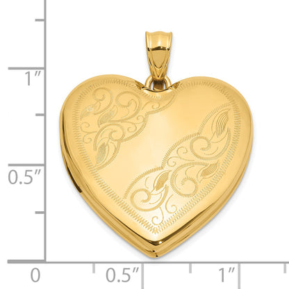 14K Polished Fancy Scrolled Design 24mm Heart Locket