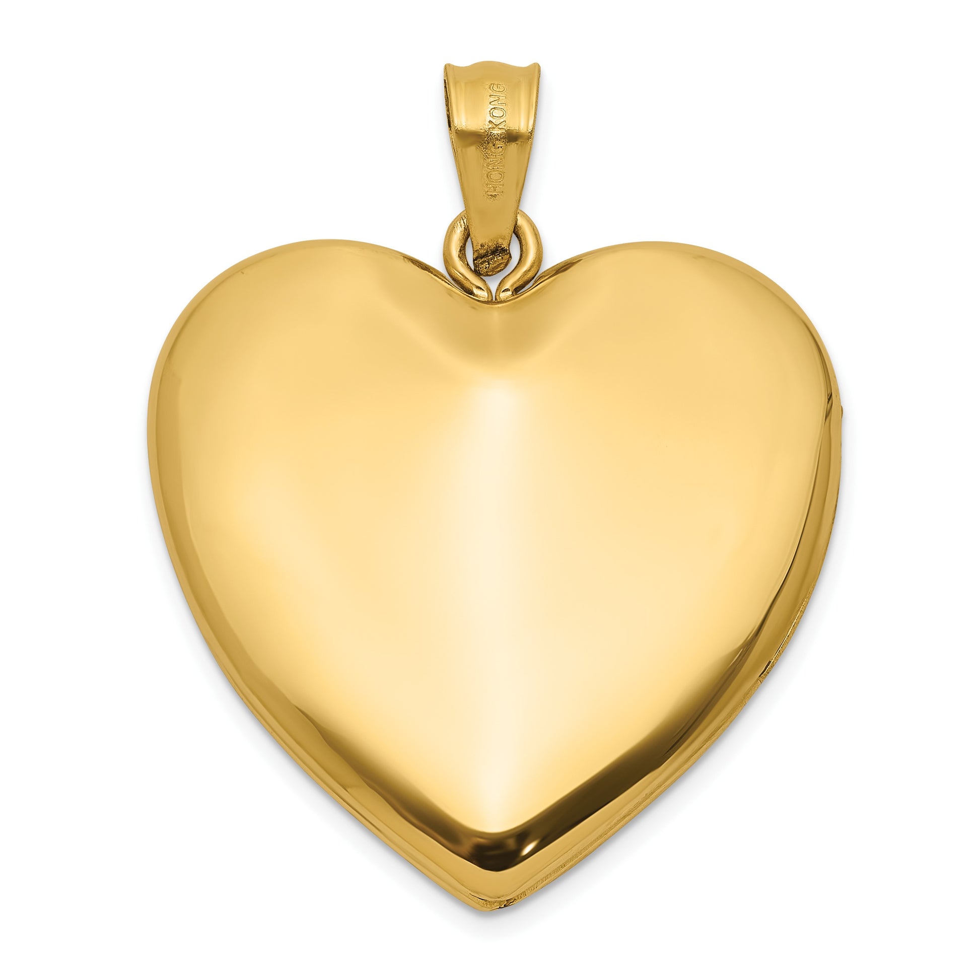 14K Satin and Polished Diamond Star 24mm Heart Locket