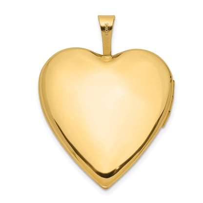 14K Polished Floral Design Diamond Center 20mm Heart Locket