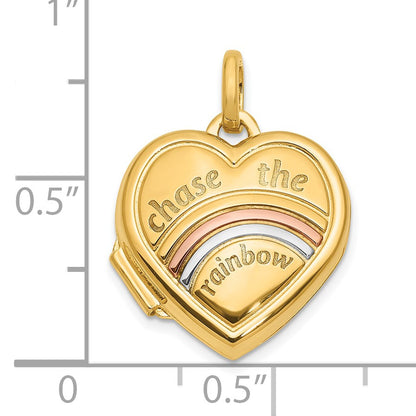 14K with Rose and White Rhodium CHASE THE RAINBOW 15mm Heart Locket