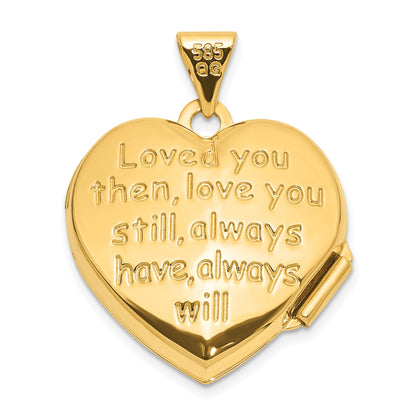 14k Polished Heart Border Reverses to LOVE YOU Poem 18mm Heart Locket