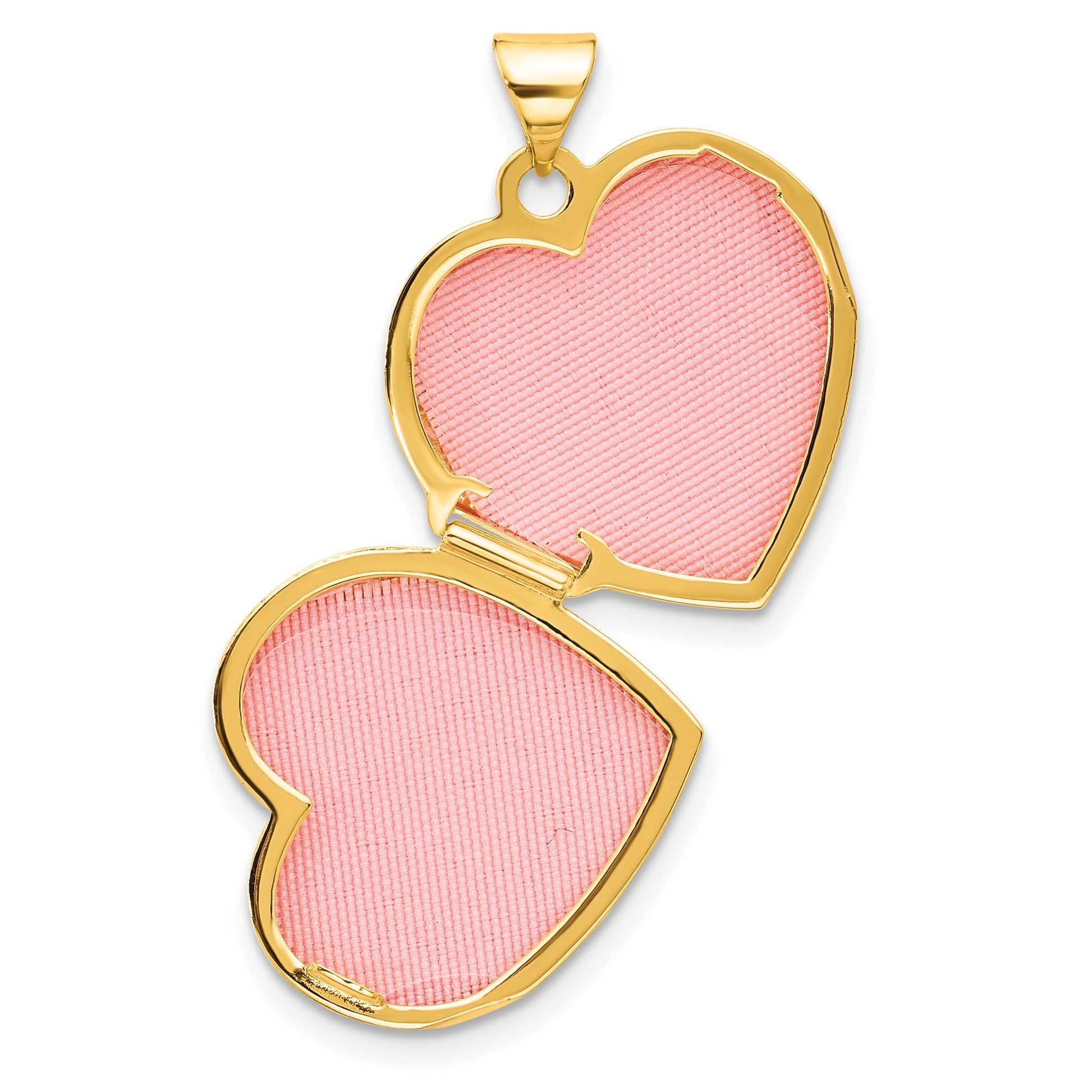 14k Polished Heart Border Reverses to LOVE YOU Poem 18mm Heart Locket
