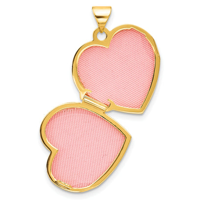 14k Polished Heart Border Reverses to LOVE YOU Poem 18mm Heart Locket