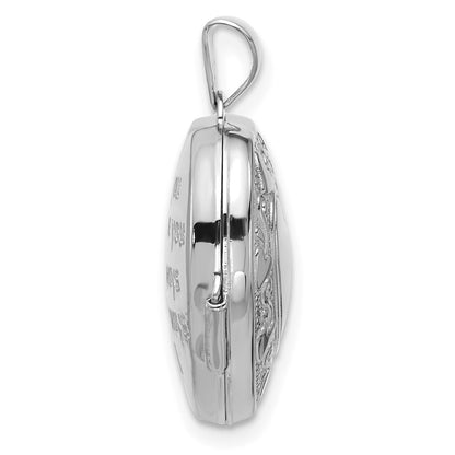 14k White Gold Heart Border Reverses to LOVE YOU Poem 18mm Heart Locket