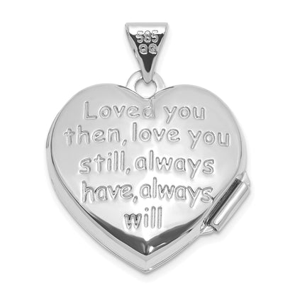 14k White Gold Heart Border Reverses to LOVE YOU Poem 18mm Heart Locket