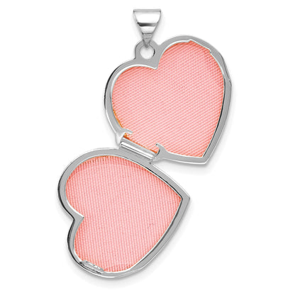 14k White Gold Heart Border Reverses to LOVE YOU Poem 18mm Heart Locket