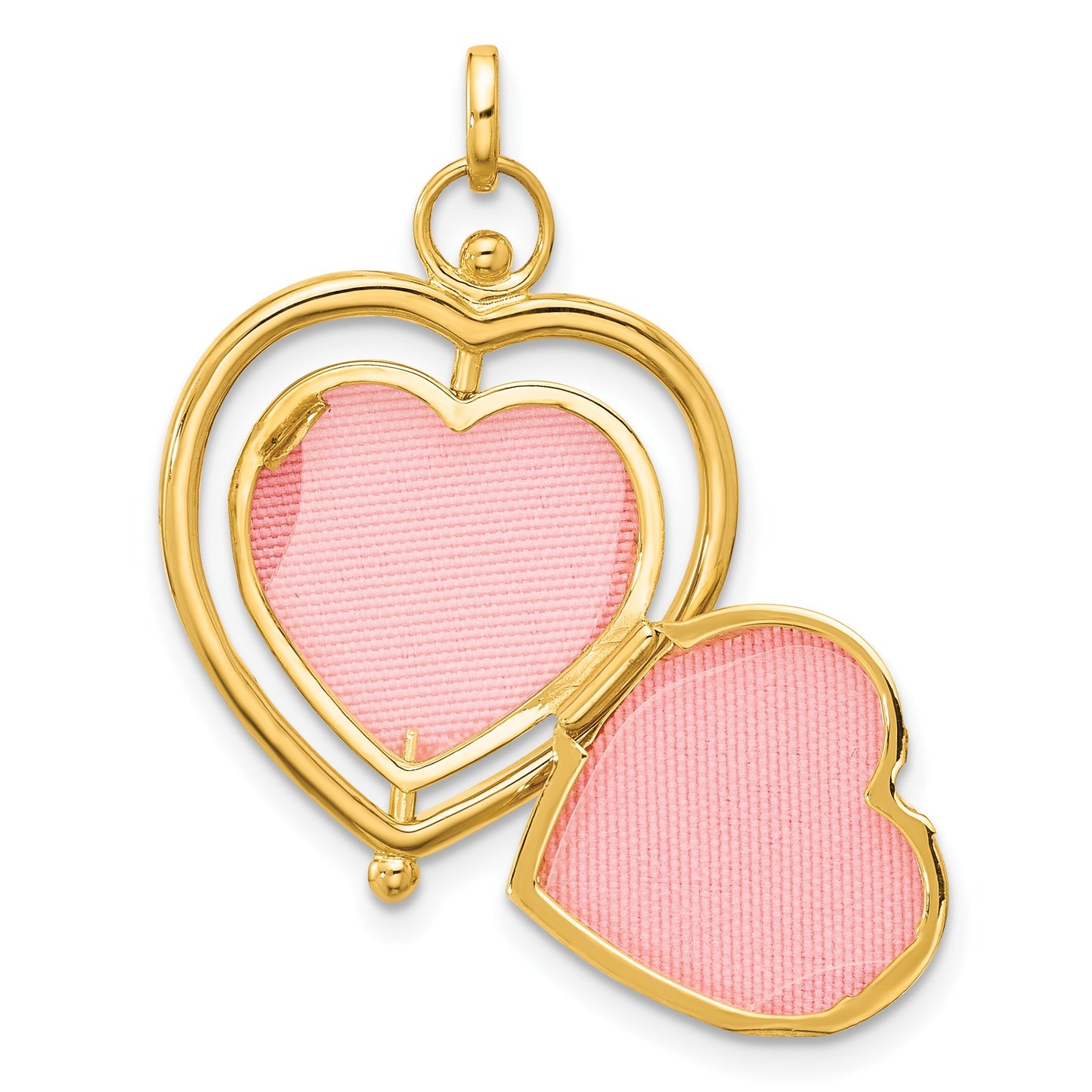14K and White Rhodium Floral SPECIAL MUM and Tree in Spinning Frame Reversible 15mm Heart Locket