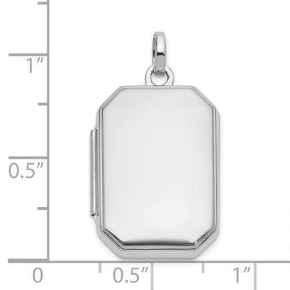 14k White Gold Polished 20x15mm Curved Rectangle Locket